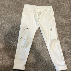 Venti6 size small cotton cargo joggers white